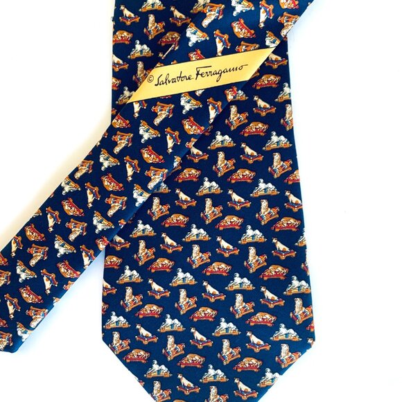 Salvatore Ferragamo XMAS FOX HUNT EQUESTRIAN 100% Silk Ties - Picture 7 of 16